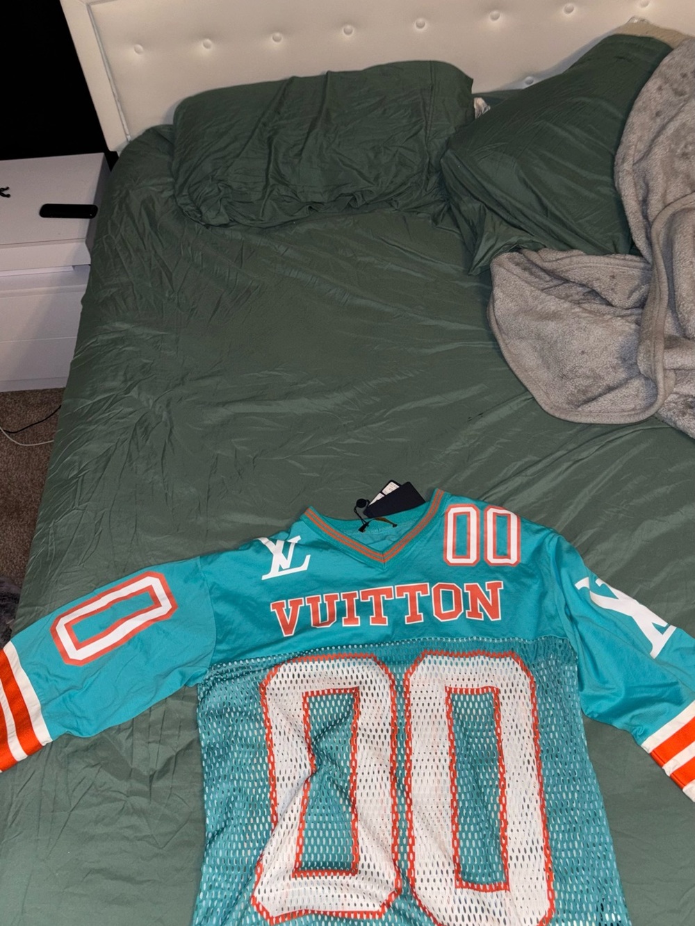 Louis Vuitton Teal Jersey with Orange and White Accents